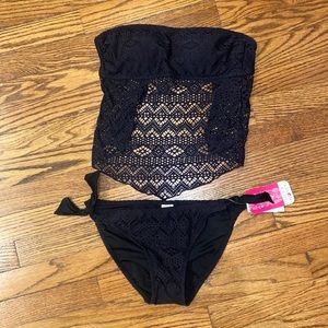 two piece tankini strapless lace